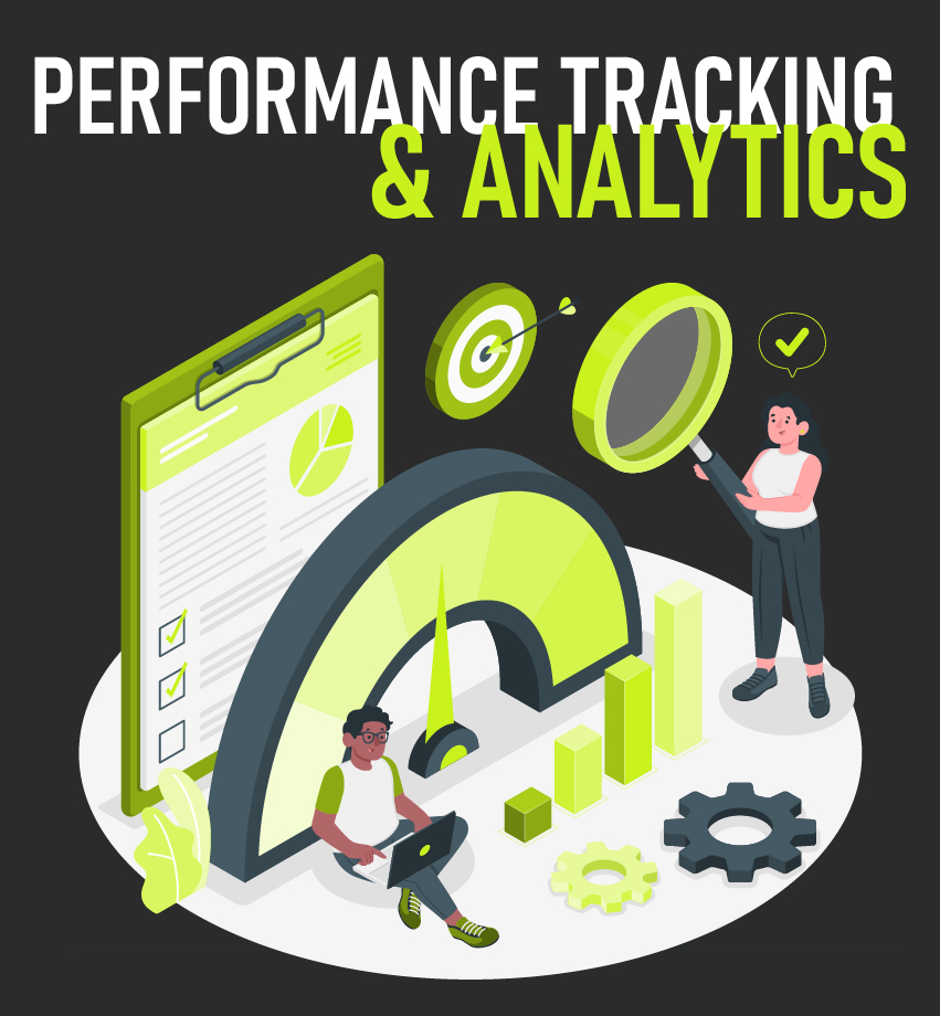 Isometric illustration of a reporting dashboard with charts, a checklist and a magnifier, representing an AI reporting agent assembling a campaign update