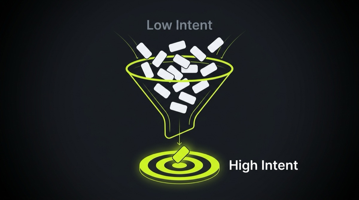 Isometric illustration of a dashboard with a target, bar charts and gears, representing prioritising high-intent B2B search keywords and measurement